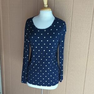 Chico's Navy Long-Sleeve Polka Dot Top - Navy & White